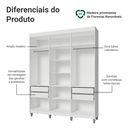 Ver imagem 5 de Guarda-roupa Closet com Pés 4 Gavetas 180cm Branco Venus Madesa