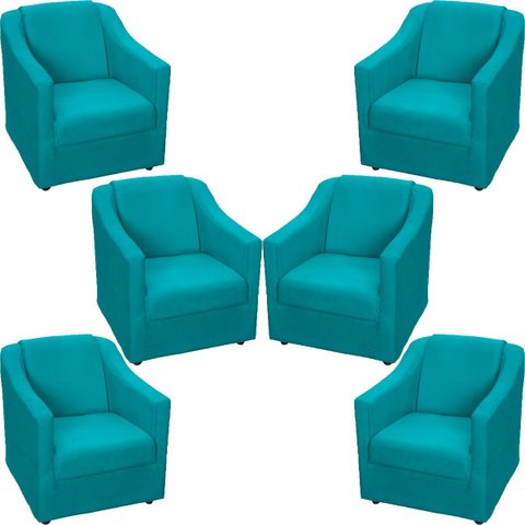 Kit 6 Poltronas Decorativas para Sala Recepção Consultório Manicure Cadeira Mila Suede