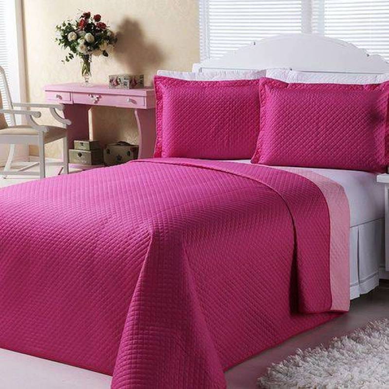 Ver imagem 1 de Cobre Leito Dual Color Pink E Rosa Solteiro 02 Peças