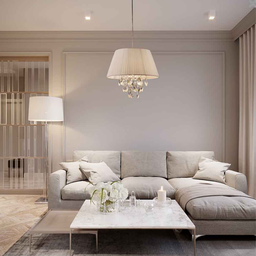 Lustre/Pendente de Tecido Branco Pingente Cristal New Diamond 40 cm  Startec - 3