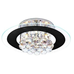 Luminária/Plafon Sobrepor Redondo Cristal Roma Preto 40cm G9