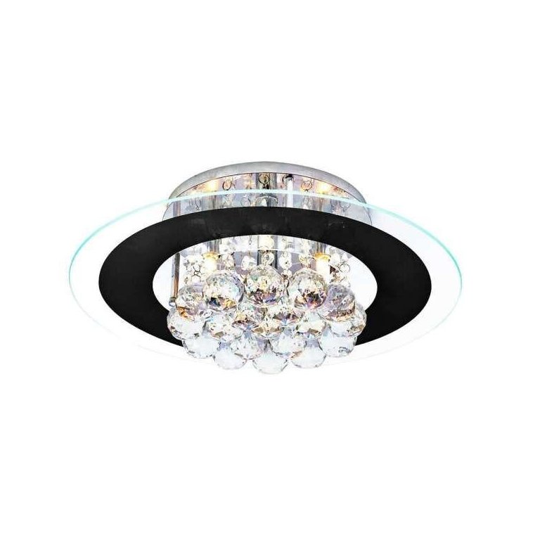 Luminária/Plafon Sobrepor Redondo Cristal Roma Preto 40cm G9