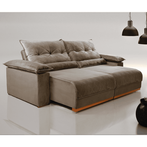 Sofá Retrátil e Reclinável Molas Ensacadas 2,30m Bonina Vivaro Decor Suede Capuccino