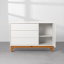 Ver mais imagens de Kit Quarto Theo com Pés Square Mel - Berço + Cômoda 3 Gavetas e 1 Porta + Poltrona de Amamentação Lo