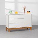 Ver imagem 6 de Kit Quarto Theo com Pés Square Mel - Berço + Cômoda 3 Gavetas e 1 Porta + Poltrona de Amamentação Lo