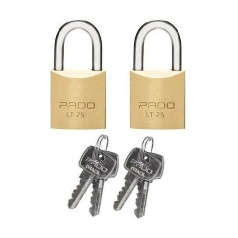 Kit 2 Cadeados Pado com Chaves Iguais 25mm