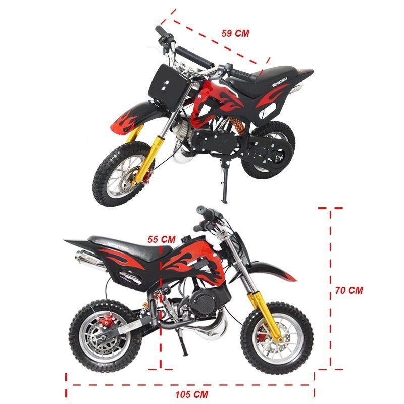 Mini Moto Infantil Gasolina 2 Tempos 49CC Cross Trilha Off Road Importway  WVDB-006 Dirt Preta