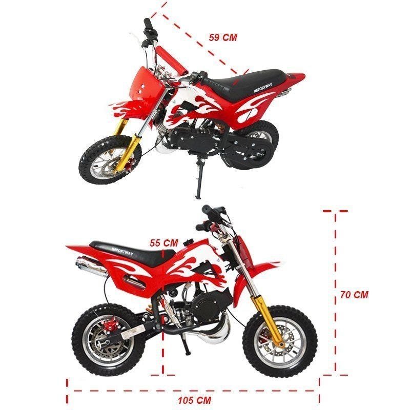 Mini Moto Infantil Gasolina 2 Tempos 49CC Cross Trilha Off Road Importway WVDB-006 Dirt - VERMELHO - 2