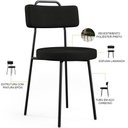 Ver imagem 6 de Kit 08 Cadeiras Decorativas Estofada para Sala de Jantar Barcelona L02 Poliéster Preto - Lyam