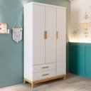 Ver imagem 1 de Guarda-Roupa de Bebê 3 Portas Hellen Branco/Betula