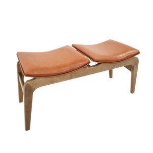 Banco Ricco 2 Lugares Madeira com Assento Estofado Imbuia