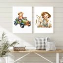 Ver imagem 1 de Kit 2 Quadros Infantis Vintage Unissex 24x18cm - com Vidro:madeira Branca