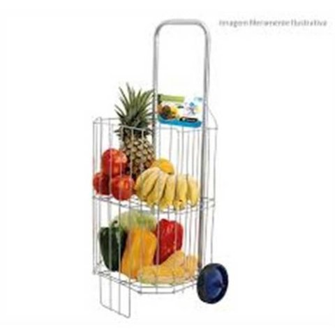 Carrinho De Mao Compras Feira Com Cabo Longo Dobravel