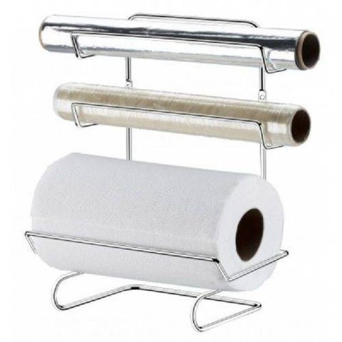 Suporte Para Papel Toalha, Rolo de Alumínio E Filme de PVC De Bancada Ou Parede - Cromado