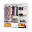 Ver imagem 5 de Guarda-Roupa Solteiro com 6 Portas e 2 Gavetas 153cm Multimóveis CR35562 Branco/Madeirado