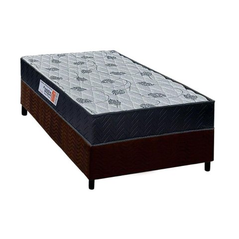 Cama Box Solteiro: Colchão Ortopédico Orthoflex Foggia Sogni Unic Face + Base CRC Suede Brown(