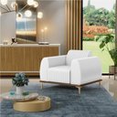 Ver mais imagens de Kit 02 Poltronas Base De Madeira E Pés D'ouro Corano Branco