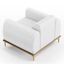Ver imagem 2 de Kit 02 Poltronas Base De Madeira E Pés D'ouro Corano Branco