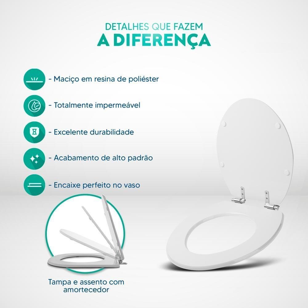 Assento Sanitario Poliester com Amortecedor Azalea Cinza Prata para Vaso Celite - 3