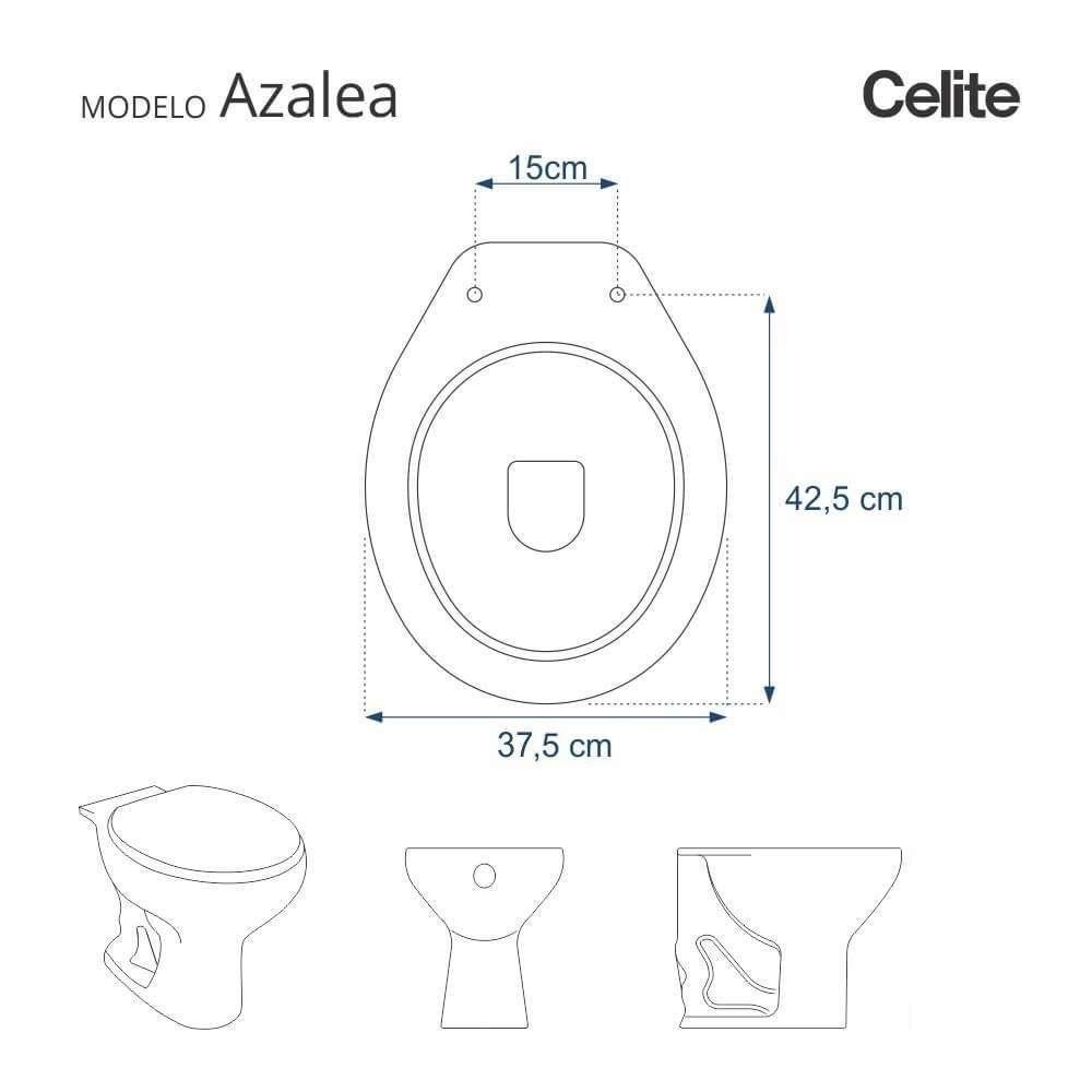 Assento Sanitario Poliester com Amortecedor Azalea Cinza Prata para Vaso Celite - 5