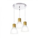 Ver imagem 1 de Pendente em Vidro Anello Wood Branco Detalhe Madeira 3 Lâmpadas E27 Bivolt