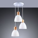 Ver imagem 3 de Pendente em Vidro Anello Wood Branco Detalhe Madeira 3 Lâmpadas E27 Bivolt