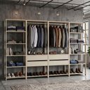 Ver imagem 1 de Guarda-Roupa Closet Modulado Siena 264cm 4 Gavetas 2 Cabideiros e 12 Prateleiras Yescasa Bege/Off White