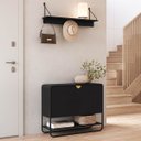 Ver imagem 4 de Conjunto Sapateira Aparador e Prateleira Luna 90cm Nero/Preto 28109