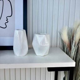 Decoração sala quarto dupla vaso cachepot branco decor - 2