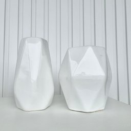 Decoração sala quarto dupla vaso cachepot branco decor - 4