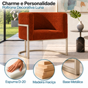 Ver imagem 2 de Poltrona Decorativa Luna Bouclé Premium para Sala Escritório Recepção Base Circular em Ferro Madeira