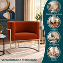 Ver imagem 4 de Poltrona Decorativa Luna Bouclé Premium para Sala Escritório Recepção Base Circular em Ferro Madeira