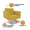 Ver imagem 3 de Poltrona Sala Decorativa Elisa Base Giratória Castanho Ma30 Veludo Mostarda D03 - D’Rossi