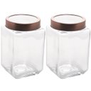 Ver imagem 1 de Kit 2 Potes de Vidro com Tampa Metal Rose Gold 1,7l Porta Mantimentos Lyor Gastro Vasilhas