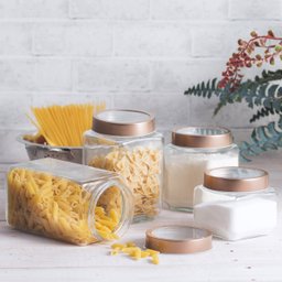 Kit 2 Potes de Vidro com Tampa Metal Rose Gold 1,7l Porta Mantimentos Lyor Gastro Vasilhas - 2