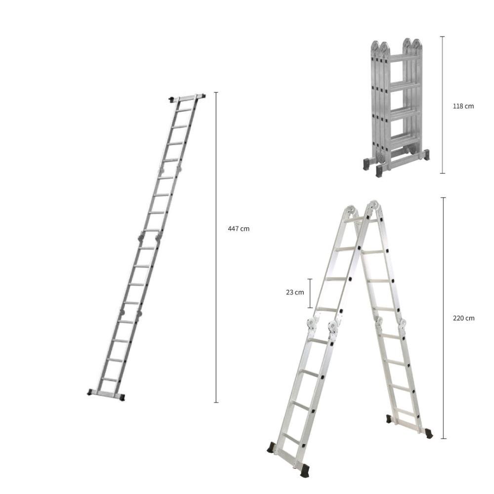 Escada Articulada Multifuncional 4x4 Alumínio Prizi 16 Degra - 5