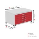 Ver imagem 3 de Mapoteca Mont 5 Gavetas 71,3cm x 120,4cm Aço Cinza/Vermelho