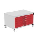 Ver imagem 2 de Mapoteca Mont 5 Gavetas 71,3cm x 120,4cm Aço Cinza/Vermelho