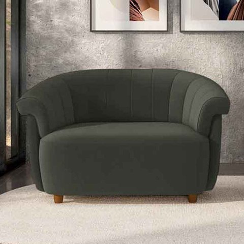 Poltrona Decorativa Latvia 86cm Pés de Madeira Veludo Cinza Escuro G45 - Gran Belo