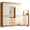 Ver imagem 1 de Guarda Roupa Casal New Fusion 10 Portas e Cômoda New Veneza Cinamomo Off White - Móveis Albatroz