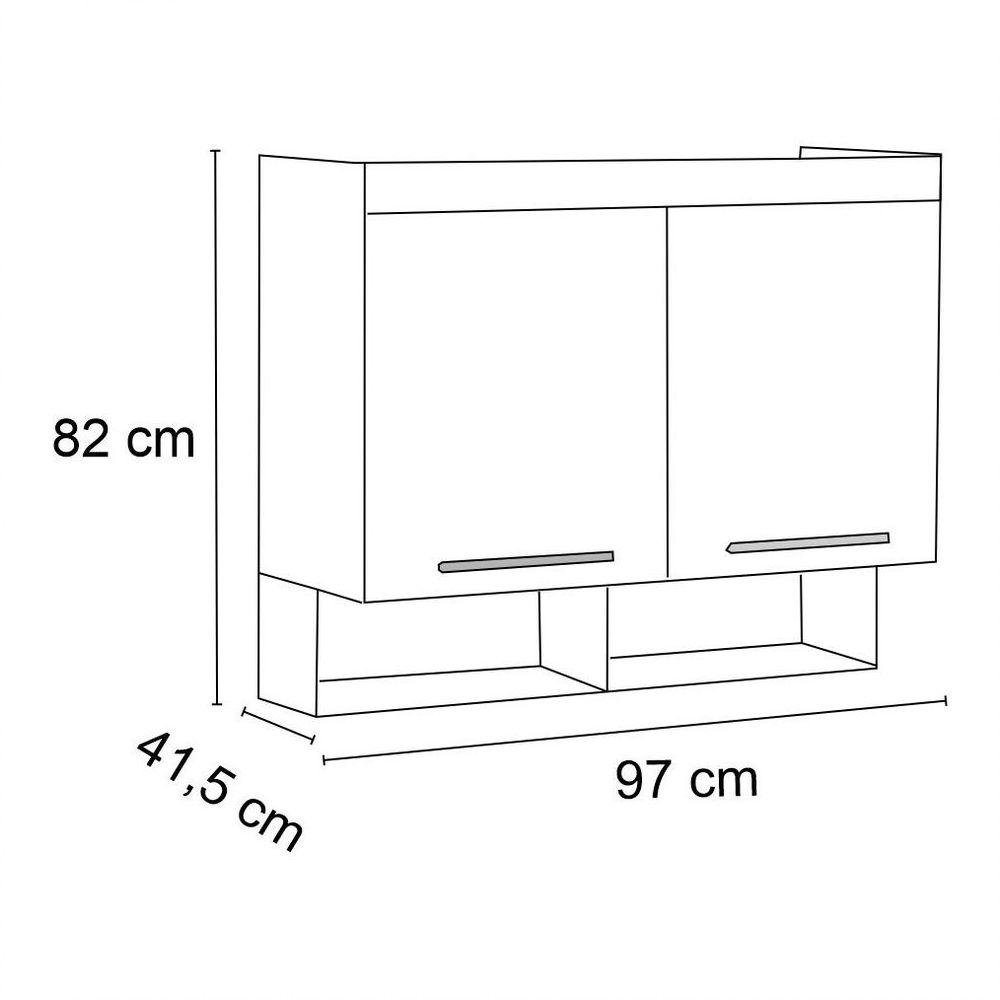 Armário Ponte Solteiro 0,96Cm 282 Slim 2 Portas Fumê/Jequitiba - Eucamóveis - 2