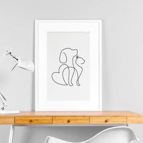Quadro Clinica Veterinária Minimalista - 60x48cm:moldura Branca