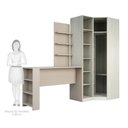 Ver imagem 4 de Guarda Roupa Canto Closet sem Portas 4 Peças, Prateleiras e Bancada com Painel Prime Luciane Móveis