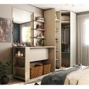 Ver imagem 3 de Guarda Roupa Canto Closet sem Portas 4 Peças, Prateleiras e Bancada com Painel Prime Luciane Móveis