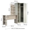 Ver imagem 5 de Guarda Roupa Canto Closet sem Portas 4 Peças, Prateleiras e Bancada com Painel Prime Luciane Móveis