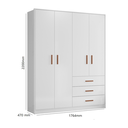 Ver imagem 4 de Roupeiro Infantil Pérola 4 Portas 3 Gavetas com Puxadores em Mdf Revestido Branco - Peternella