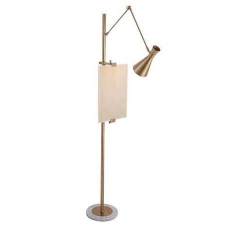 Luminária Abajur de Chão Quadro Dourado 170cm 1e14 Ds8231 Delis