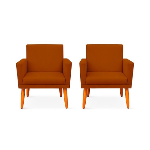 Kit 2 Poltrona Cadeira para Sala Confortável e Minimalista Paris em Suede