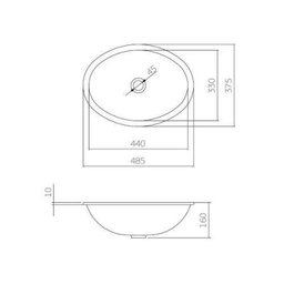 Cuba Embutida Oval 485x365mm Creme L.37.37 - Deca - 2