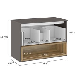 Conjunto Banheiro Gabinete Suspenso Com Cuba E Espelho Vicenza B06 Preto Magneto Nogal - Lyam Decor - 7